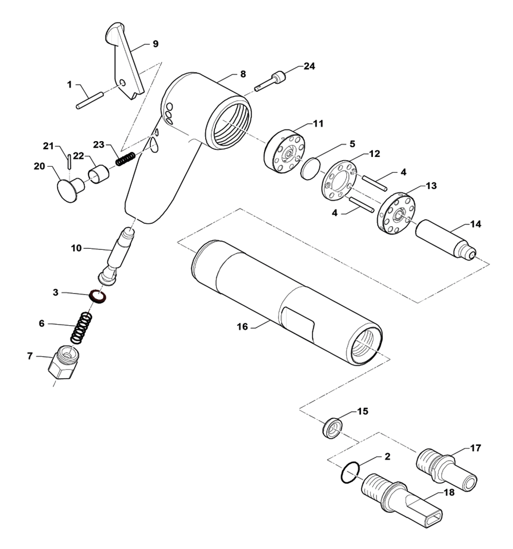 Fig-0 Diagram and Parts List for RA1  Chicago Pneumatic Hammer